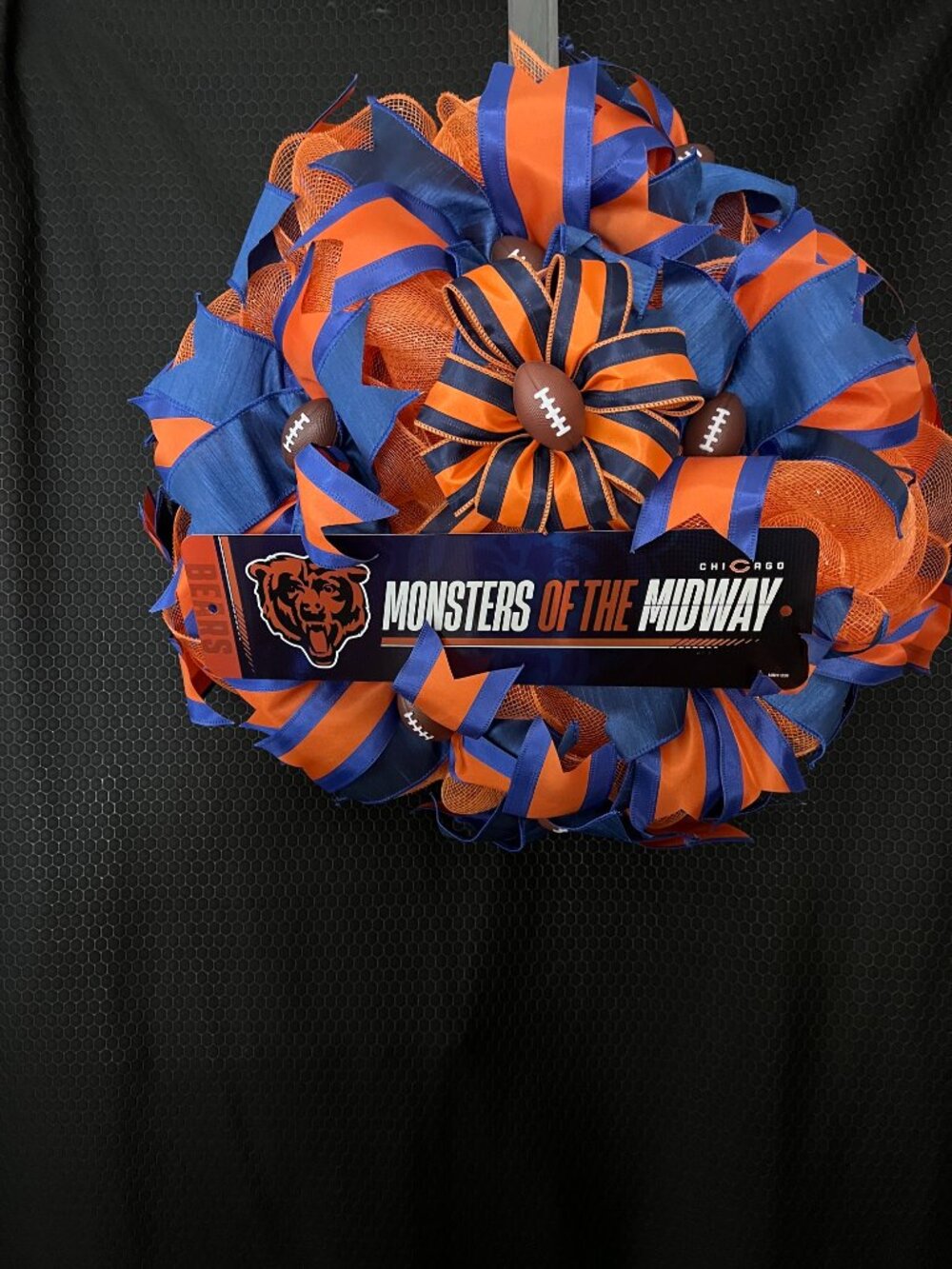 Chicago Bears Deco Mesh Football Wreath